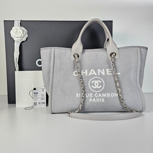 Chanel Small NM Deauville Canvas Tote Gris / Gray - Picture 3 of 14